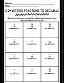 Converting Fractions to Decimals 5th Grade / 6th Grade Rev