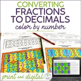 Converting Fractions to Decimals Color by Number Print and