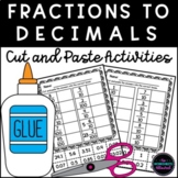 Converting Fractions to Decimals Cut and Paste Activity