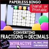 Converting Fractions to Decimals Digital Bingo Game - Dist