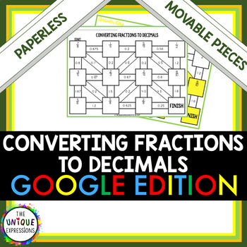 Preview of Converting Fractions to Decimals Digital Maze Activity for Distance Learning