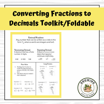 Preview of Converting Fractions to Decimals Foldable/Toolkit