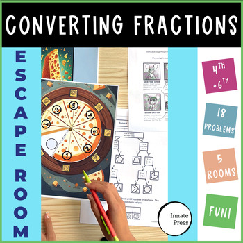 Preview of Converting Fractions to Decimals Math Escape Room Activity for 4th 5th 6th Grade