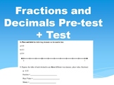 Converting Fractions to Decimals Test! Pre-test also included!