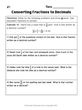 problem solving with fractions and decimals