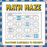 Converting Fractions to Decimals and Percents Math Maze