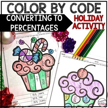Preview of Converting Fractions to Percentages Holiday Coloring Pages