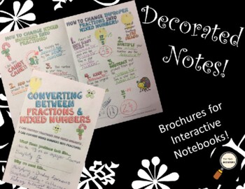 Preview of Converting Improper Fractions & Mixed Numbers - Decorated Notes Brochure for INB