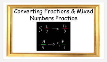 Preview of Converting Improper Fractions and Mixed Numbers Digital Lesson Distance Learning
