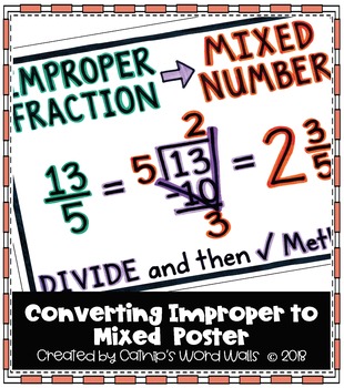 Preview of Converting Improper Fractions to Mixed Numbers