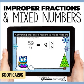 Preview of Converting Improper Fractions to Mixed Numbers Boom Cards