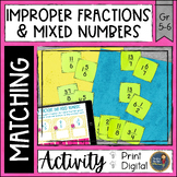 Converting Improper Fractions to Mixed Numbers Matching Print & Digital
