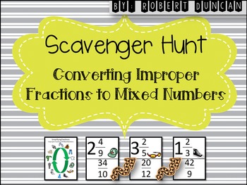 Preview of Converting Improper Fractions to Mixed Numbers - Scavenger Hunt