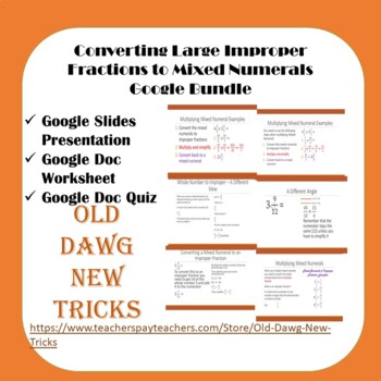 Preview of Converting Large Improper Fractions to Mixed Numerals Google Bundle