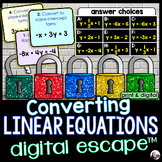 Converting Linear Equations Digital Math Escape Room Activity