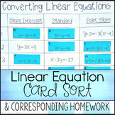 Converting Linear Equations ~ Slope Intercept, Standard, & Point Slope