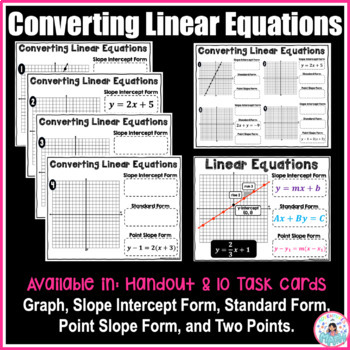 Preview of Converting Linear Equations: Slope Intercept, Standard, Point Slope, Two Points