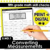 Converting Measurement Worksheets for 5th Grade Math