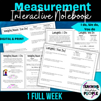 Preview of Converting Measurements Interactive Notebook | Week Long Plan 
