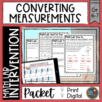 Preview of Converting Measurements Math Activities Lab - Math Intervention - Sub Plans