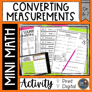 Preview of Converting Measurements Math Activities - Math Puzzles and Math Riddle - No Prep