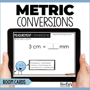 Preview of Metric Conversion Activities - Converting & Comparing Measurement Boom Cards