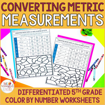 Preview of Converting Metric Units of Measurement Color by Number Activities 5.MD.1