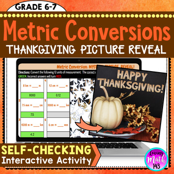 Preview of Converting Metric Units of Measurement Thanksgiving Mystery Art Reveal