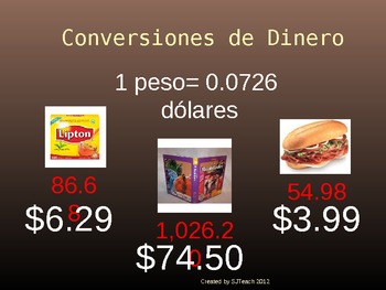 Converting Mexican Pesos to American Dollars by SJTeach | TpT