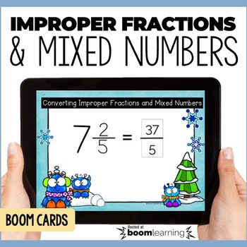 Preview of Converting Mixed Numbers and Improper Fractions Boom Cards