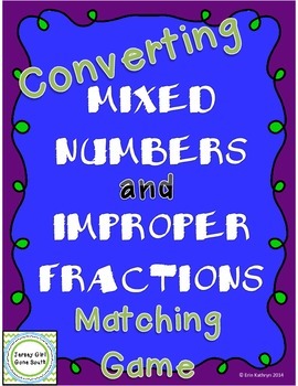 Preview of Converting Mixed Numbers and Improper Fractions Matching Game Activity