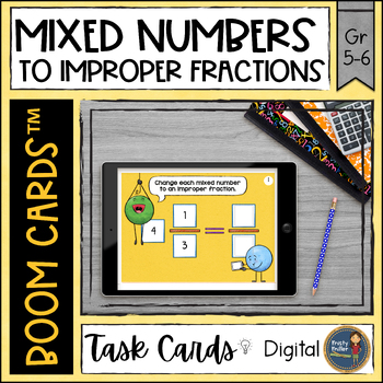 Preview of Converting Mixed Numbers to Improper Fractions Boom Cards™ Digital Task Cards
