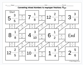 Preview of Converting Mixed Numbers to Improper Fractions Math Maze