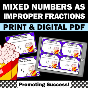 Preview of Converting Mixed Numbers and Improper Fractions 4th Grade Math Stations SCOOT