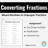 Converting Mixed Numbers to Improper Fractions Worksheet