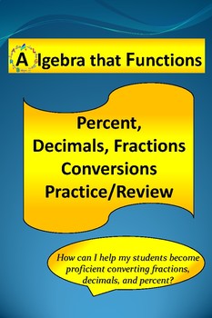 Preview of Percent Converting to Decimals and Fractions Practice/Review *DISTANCE LEARNING