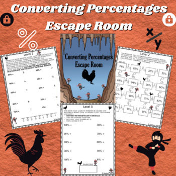 Preview of Converting Percentages Escape Room | 5th and 6th Grade Math Activity