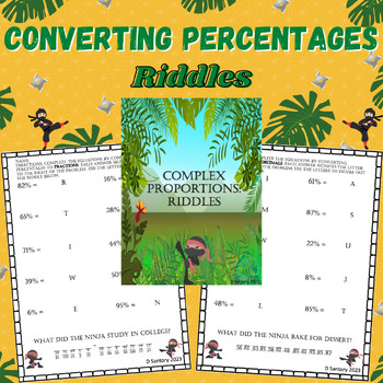 Preview of Converting Percentages Riddles: 5th and 6th Grade Math Activity