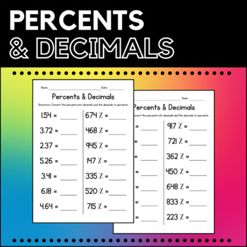 Preview of Converting Percents & Decimals Worksheets - Counting & Writing Activities