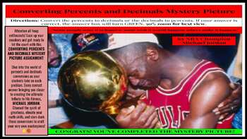 Preview of Converting Percents and Decimals Mystery Picture - Michael Jordan