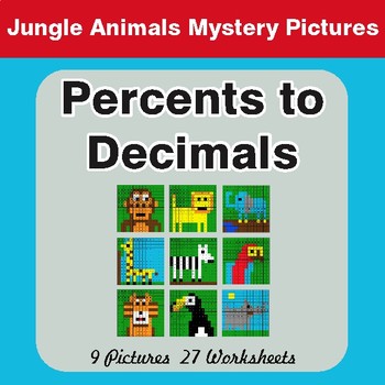 Converting Percents to Decimals - Color-By-Number Math Mystery Pictures