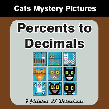 Converting Percents to Decimals - Color-By-Number Math Mystery Pictures