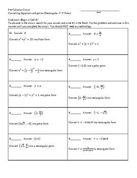 Preview of Converting Polar Points and Equations into Rectangular Points and Equations