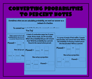Preview of Converting Probabilities to Percents Notes