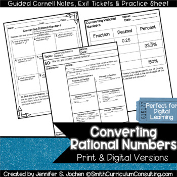 Preview of Converting Rational Numbers Guided Cornell Notes