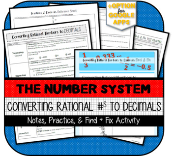 Preview of Converting Rational Numbers to Decimals NOTES & PRACTICE