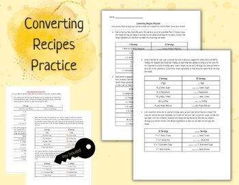 Preview of Converting Recipes Practice | Kitchen Math