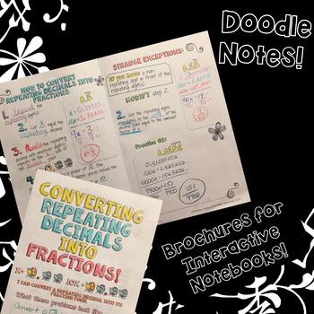 Preview of Converting Repeating Decimals to Fractions - Decorated Notes Brochure for INB