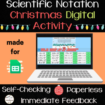Preview of Converting Scientific Notation - Digital Math Activity - Christmas Themed