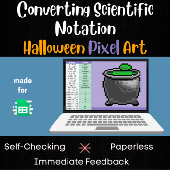 Preview of Converting Scientific Notation Pixel Art - Halloween Digital Math Activity 